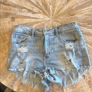 Apricot Lane Light Blue Distressed Jean Shorts
